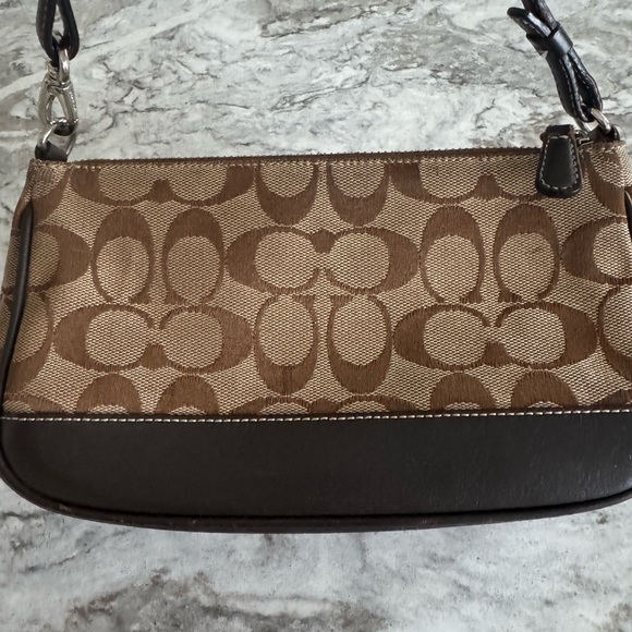 Coach Signature Jacquard Mini Shoulder Bag – Brown C Canvas & Leather Trim - Picture 2 of 13
